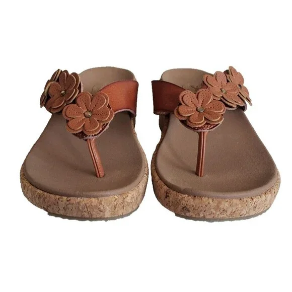 Skechers Women's Sz 8 Cali Arch Fit Beverlee Floral Thong Sandals Brown A677220 - Picture 4 of 11